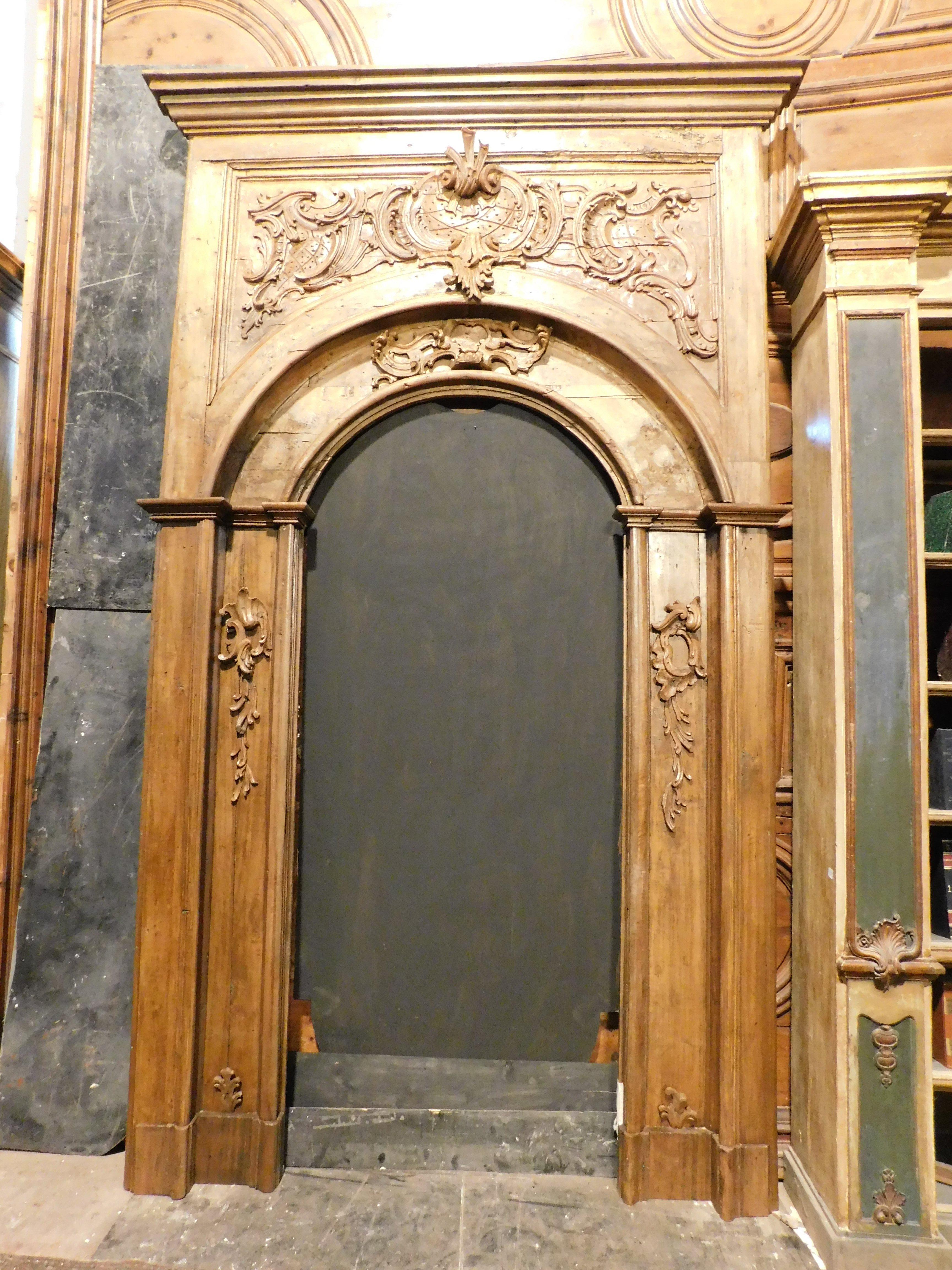 Italian Huge amazing richly carved wooden portal frame, Italy For Sale