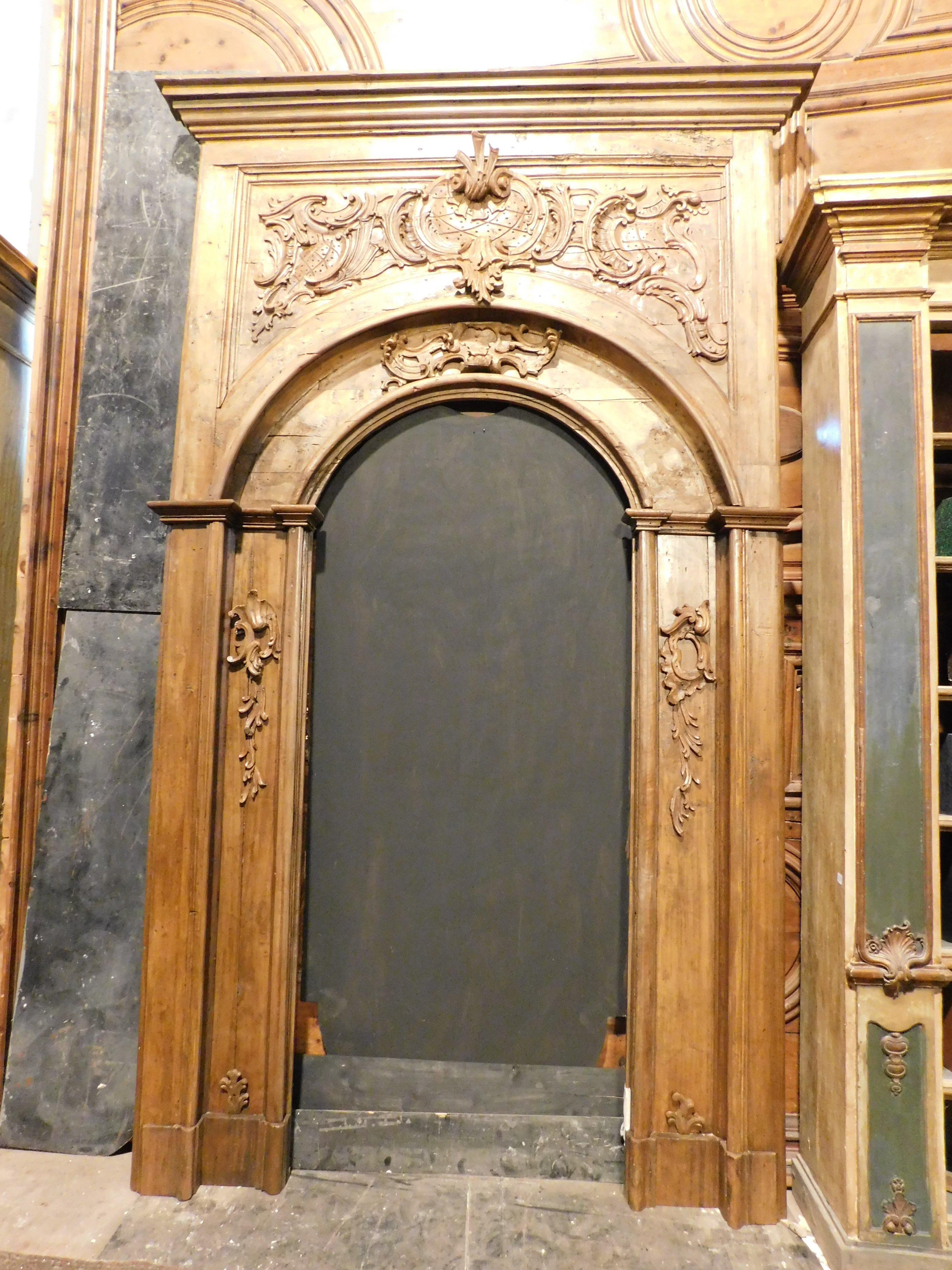 Hand-Carved Huge amazing richly carved wooden portal frame, Italy For Sale