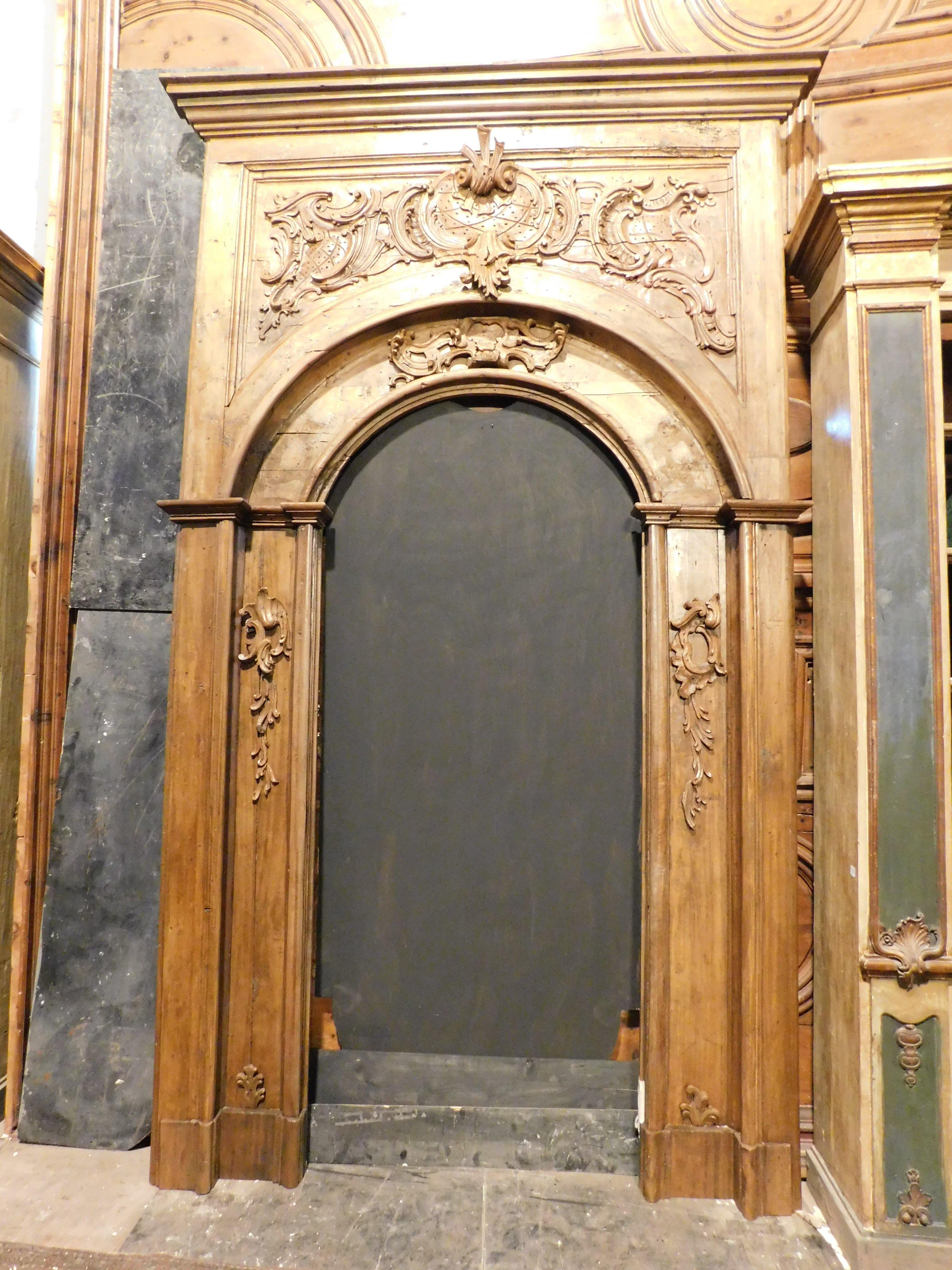 18th Century and Earlier Huge amazing richly carved wooden portal frame, Italy For Sale
