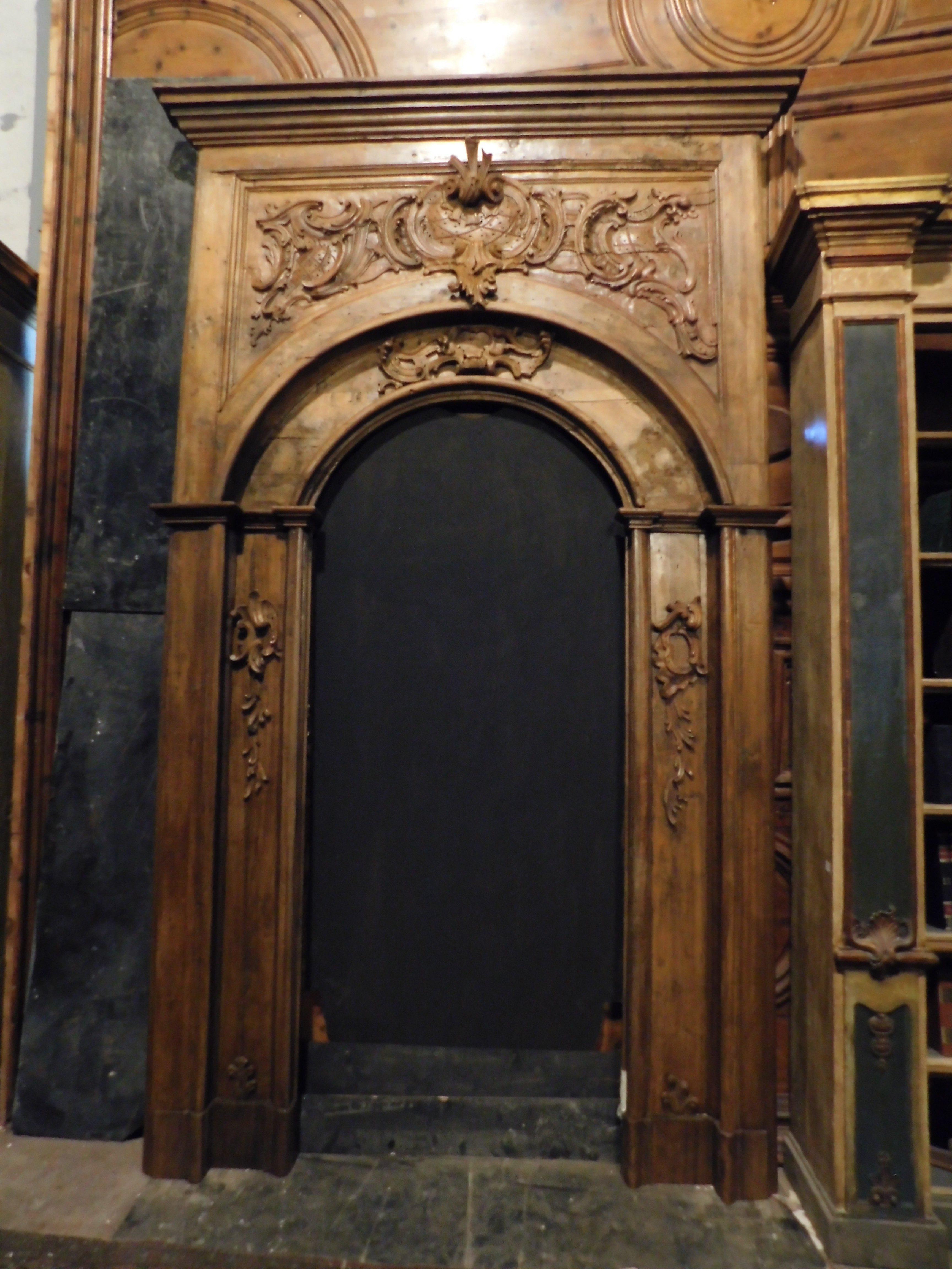 Huge amazing richly carved wooden portal frame, Italy For Sale 1