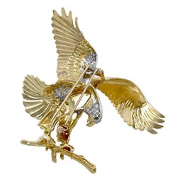 Huge American Eagle Gold and Platinum Brooch