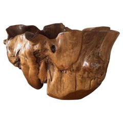Huge American Hand-Carved Burl Wood Bowl