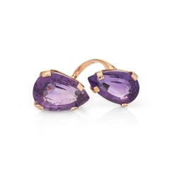 Huge Amethyst Bypass Ring Moi et Toi Vintage 18k Yellow Gold Fine Jewelry