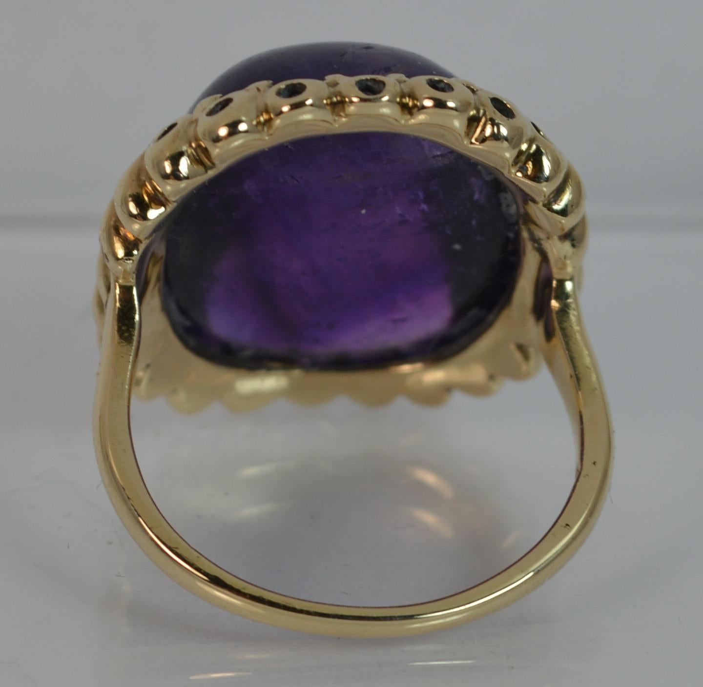 Huge Amethyst Cabochon Solitaire and Yellow Gold Ring 5