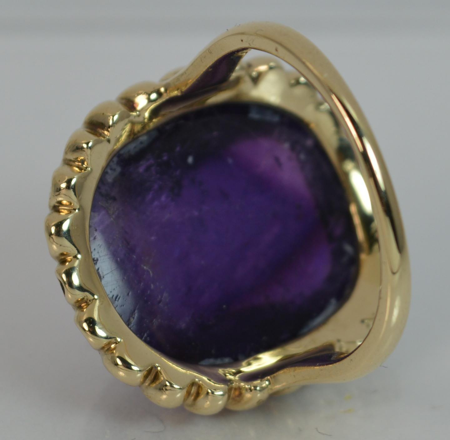 Huge Amethyst Cabochon Solitaire and Yellow Gold Ring 6