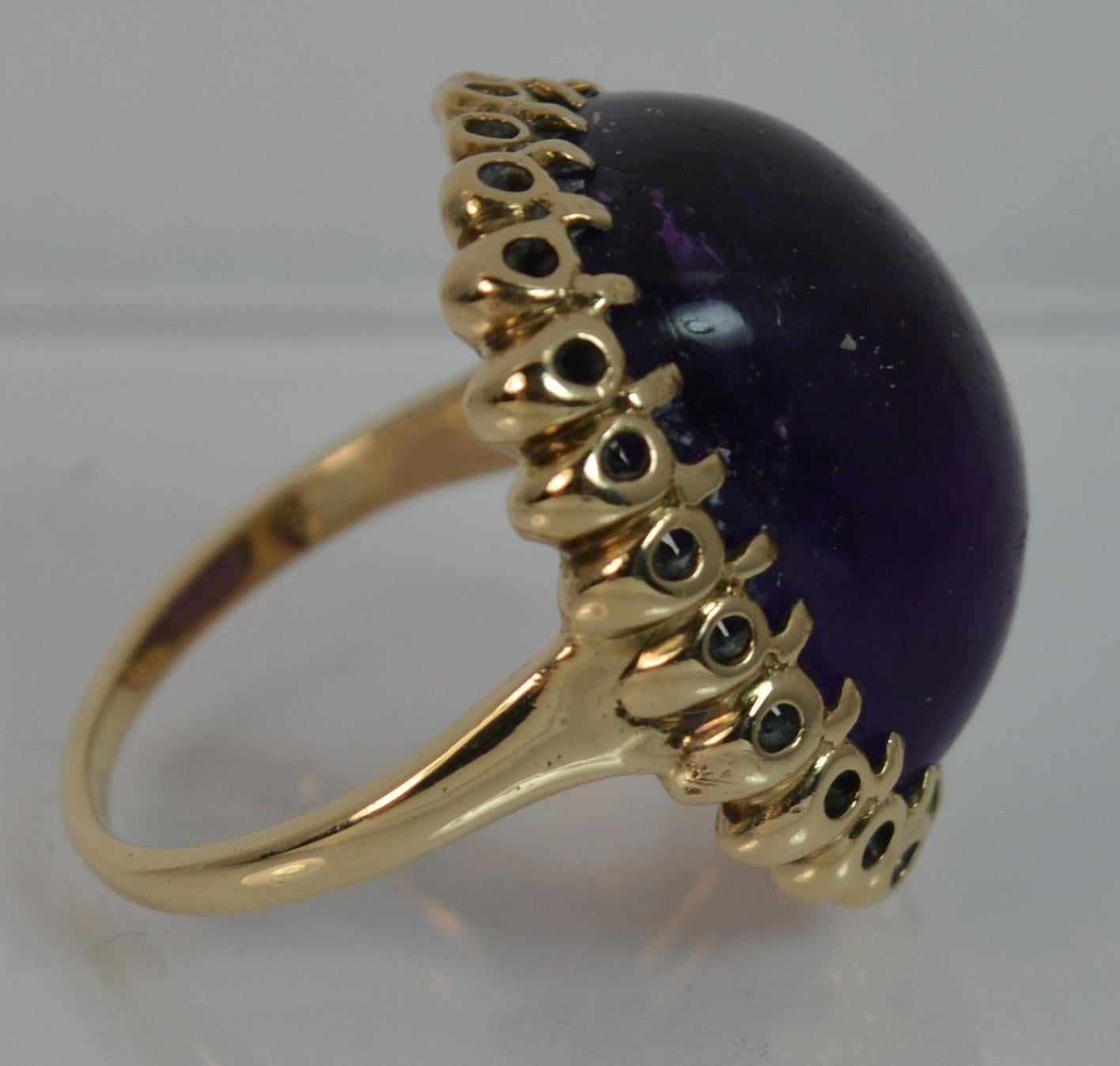 Huge Amethyst Cabochon Solitaire and Yellow Gold Ring 7
