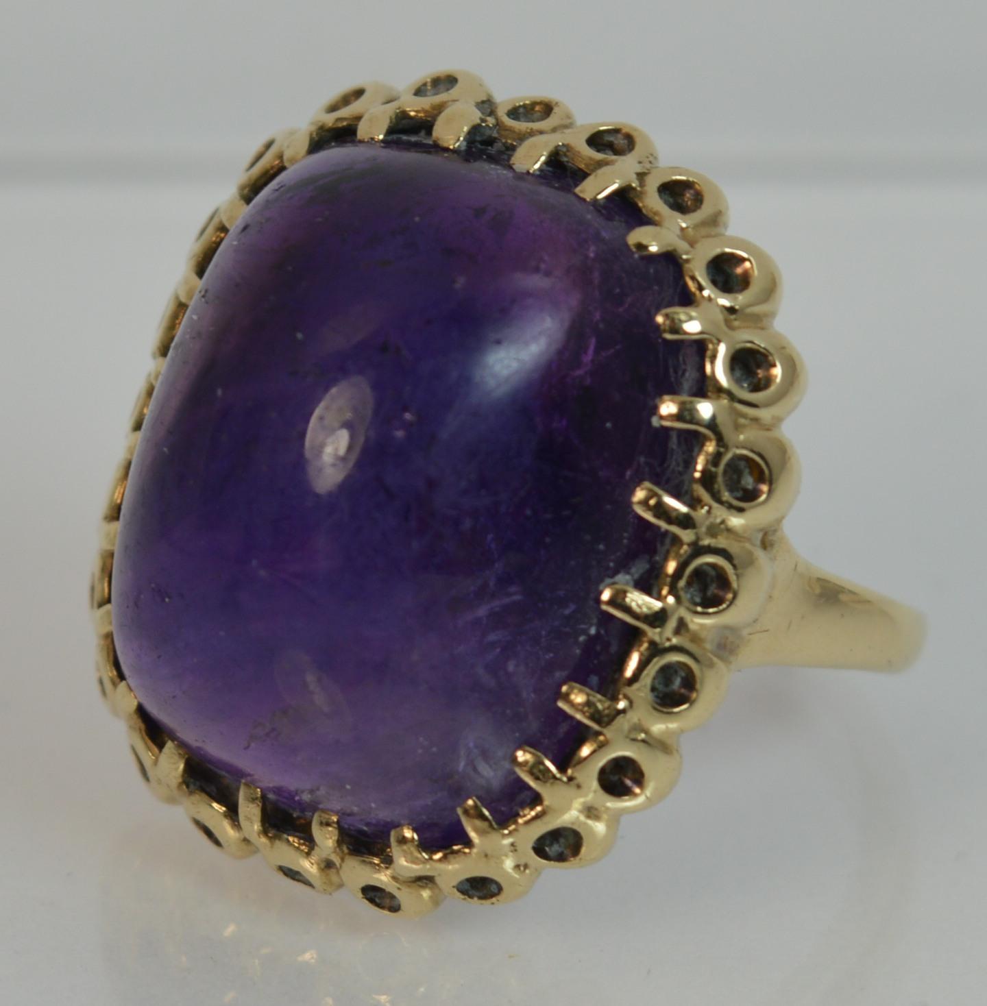 Huge Amethyst Cabochon Solitaire and Yellow Gold Ring 8