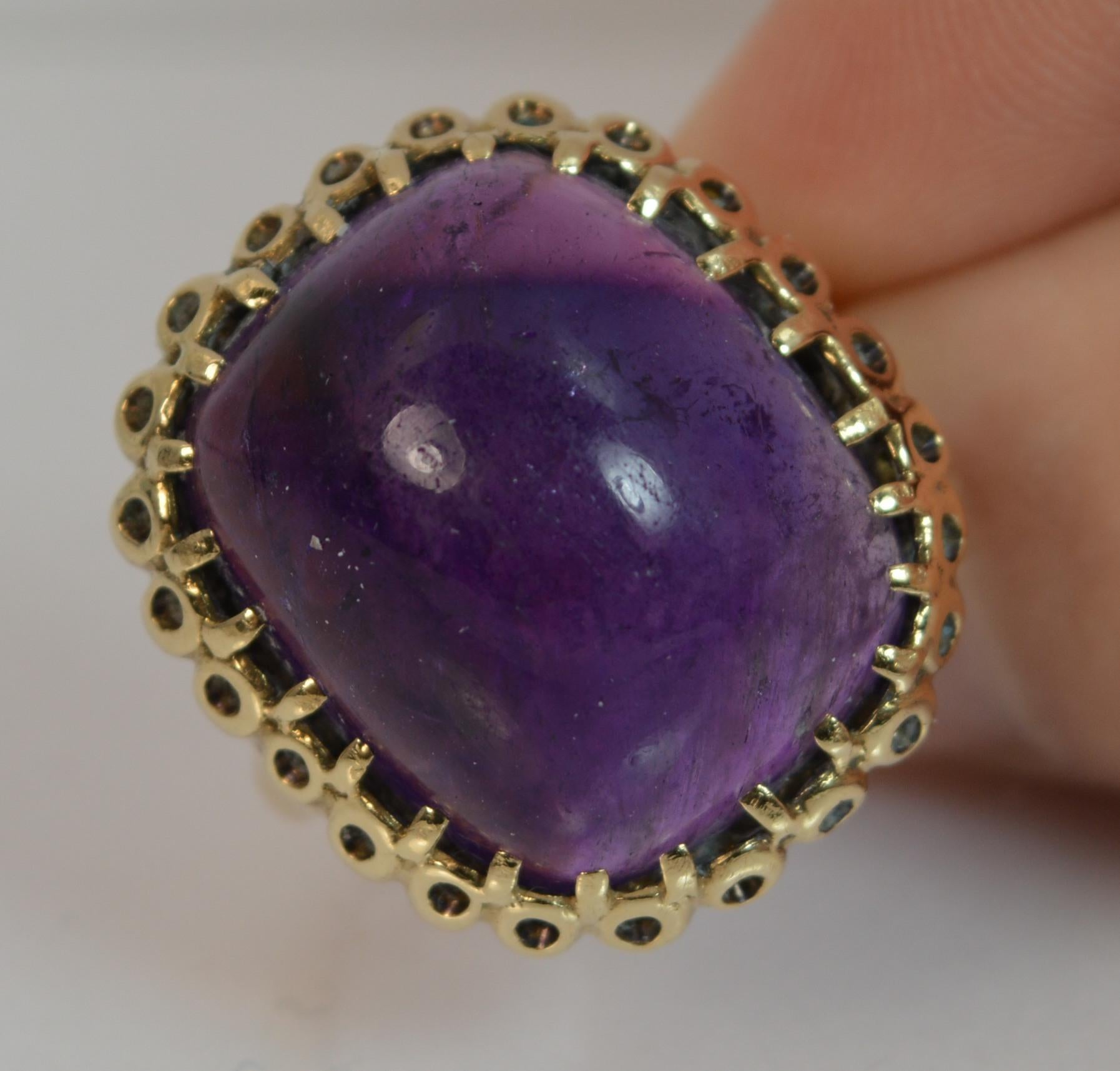 Huge Amethyst Cabochon Solitaire and Yellow Gold Ring 9