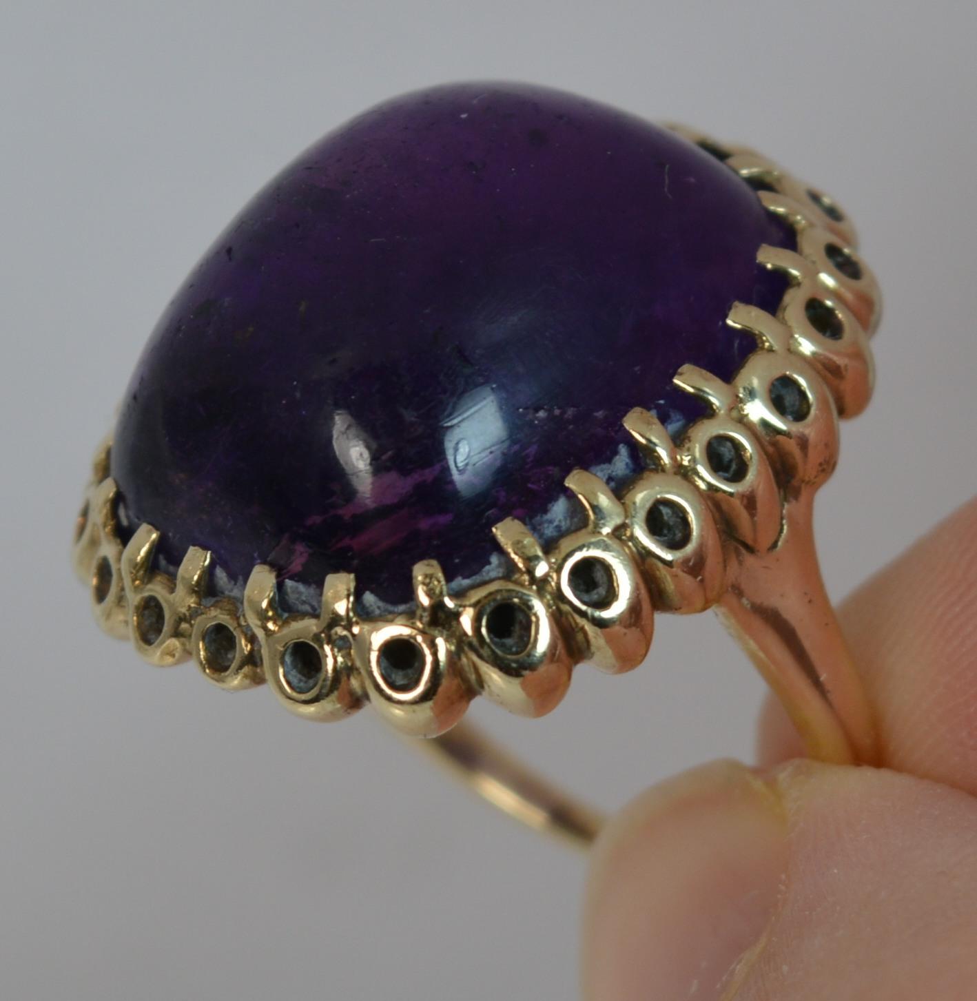 Huge Amethyst Cabochon Solitaire and Yellow Gold Ring 1