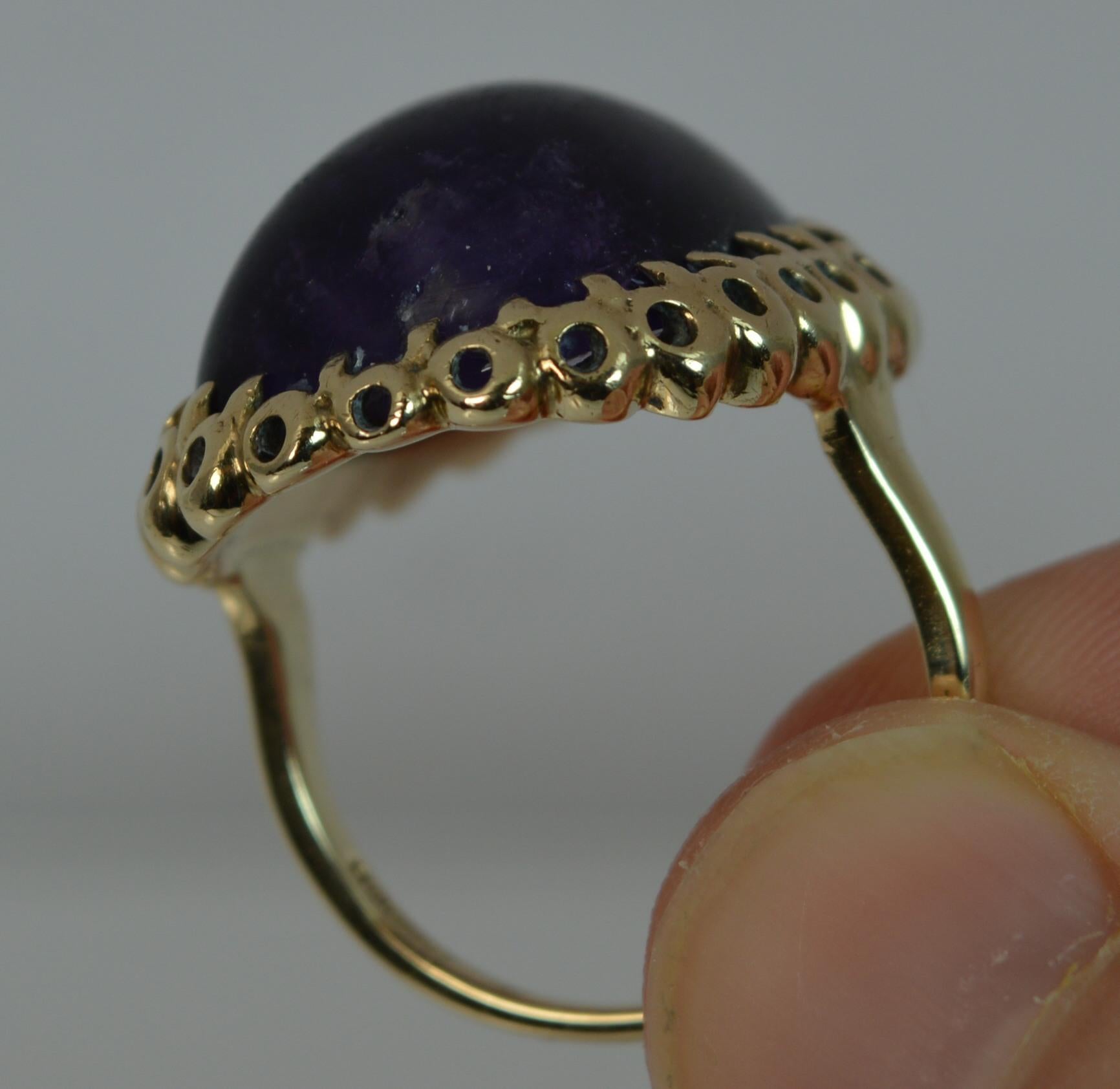 Huge Amethyst Cabochon Solitaire and Yellow Gold Ring 2