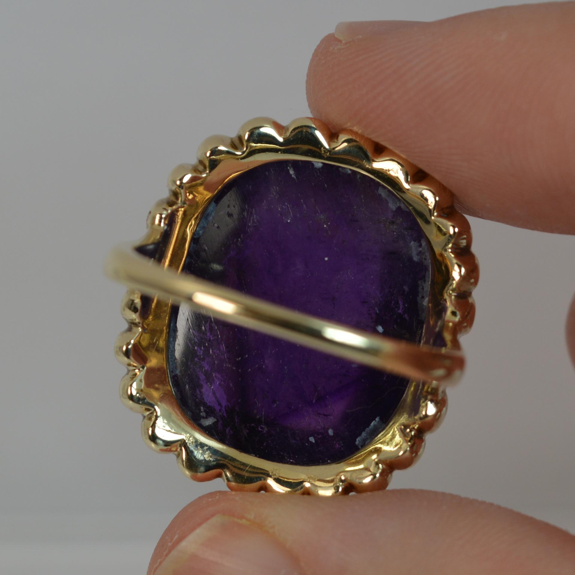 Huge Amethyst Cabochon Solitaire and Yellow Gold Ring 3