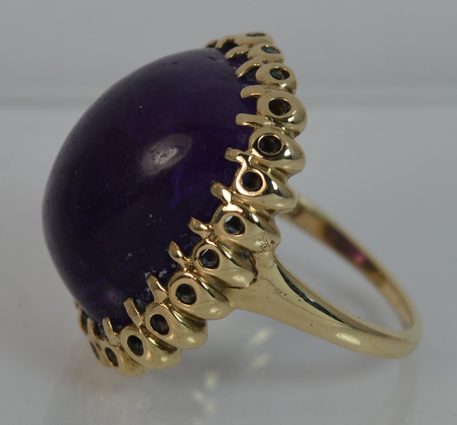 Huge Amethyst Cabochon Solitaire and Yellow Gold Ring 4