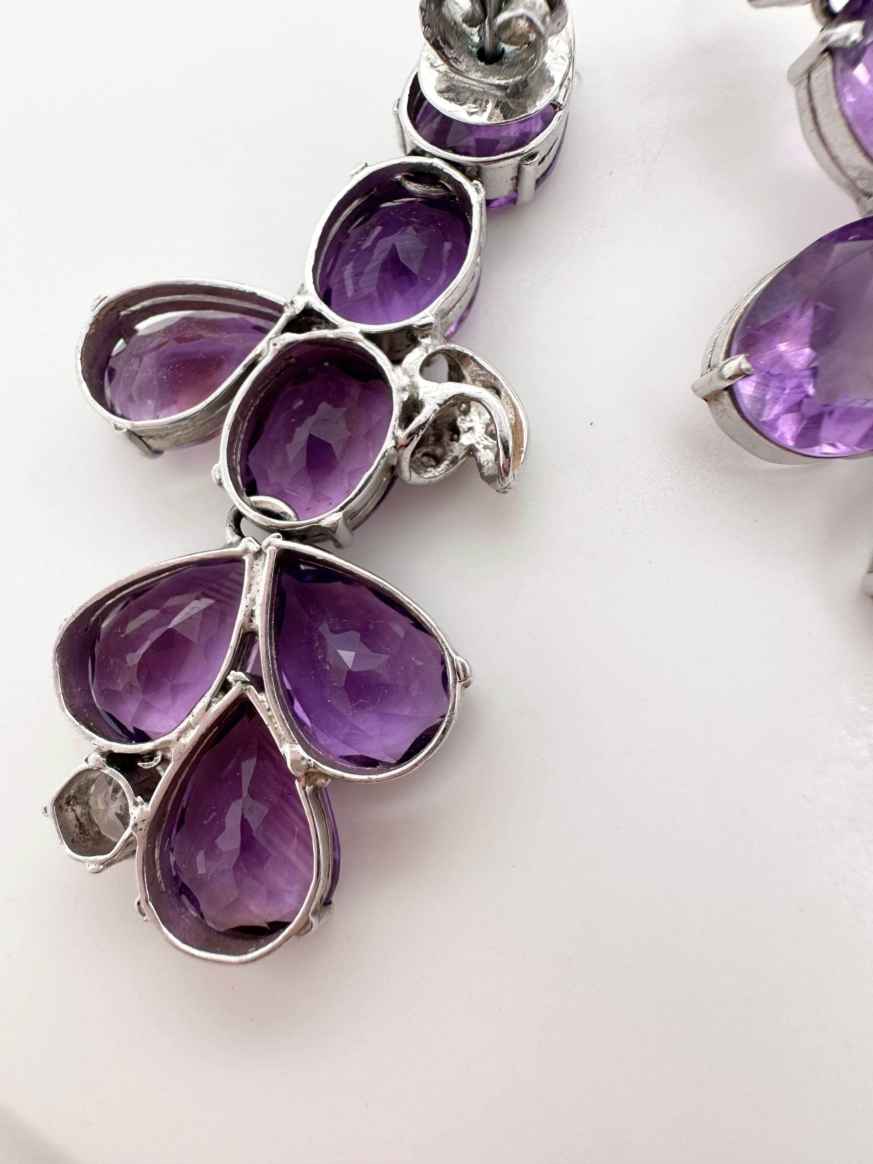 Women's or Men's Huge amethyst earrings 925 silver custom made avangarde For Sale