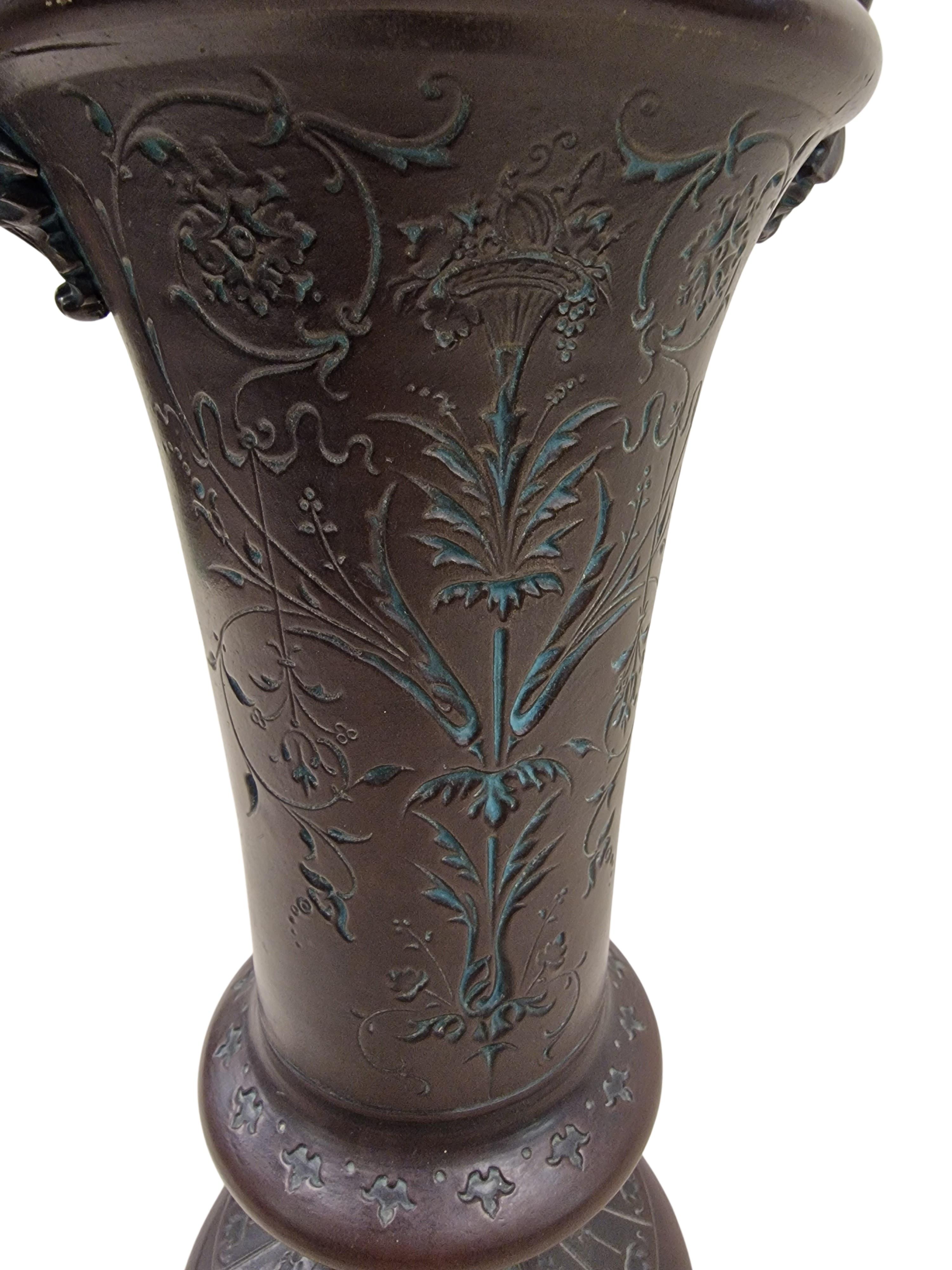 Belle Époque Grande amphore, vase, céramique/majolique, Bernhard Bloch, 1890, historicisme, Bohème en vente