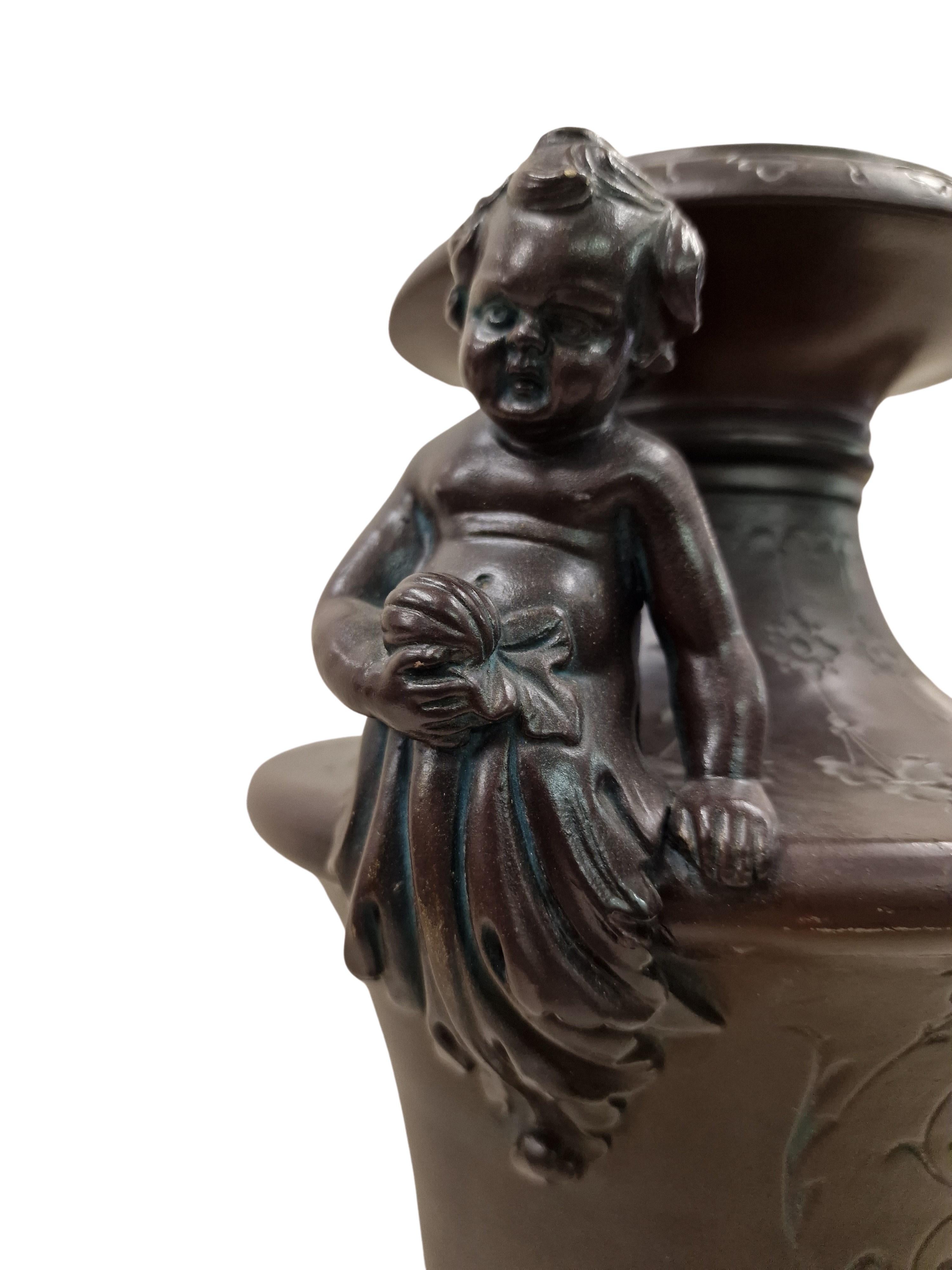 Tchèque Grande amphore, vase, céramique/majolique, Bernhard Bloch, 1890, historicisme, Bohème en vente