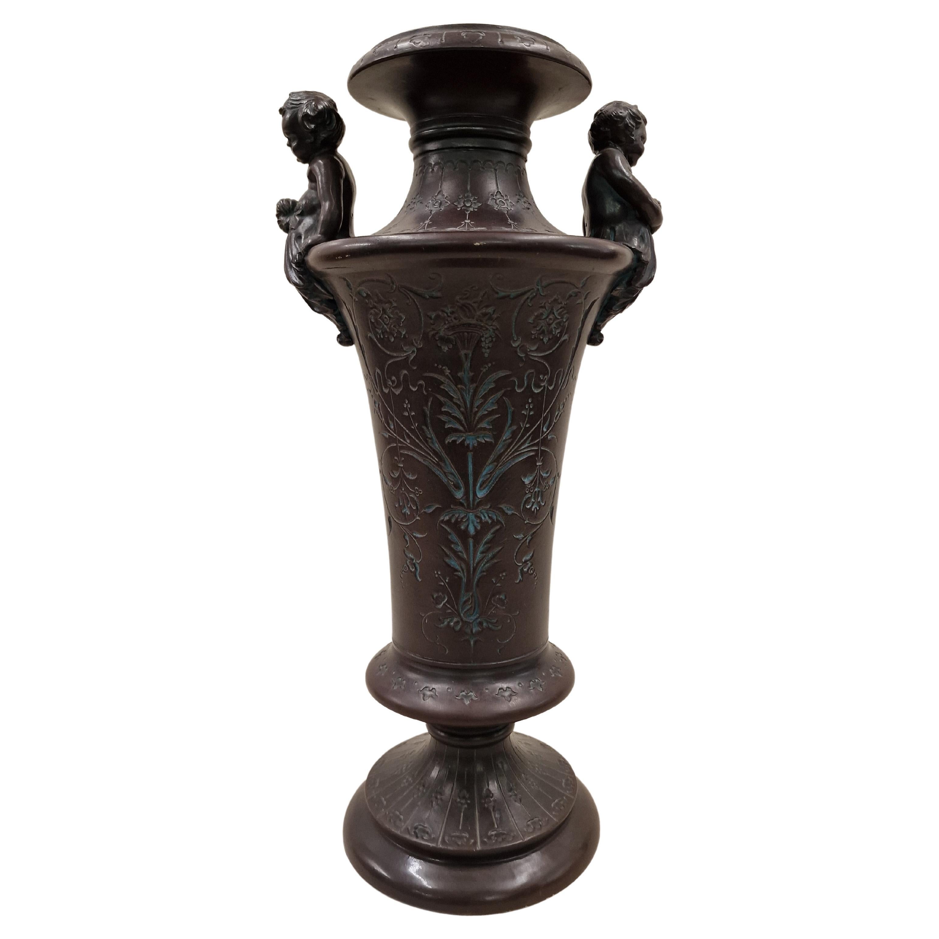 Grande amphore, vase, céramique/majolique, Bernhard Bloch, 1890, historicisme, Bohème en vente