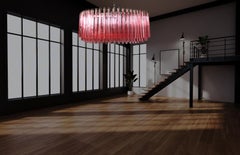 Huge and Amazing Triedri Murano Glass Chandeliers, 391 Pink Prims Triedri