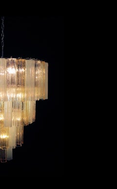 Huge and Amazing Vintage Murano Glass Tiered Chandelier, 78 Glasses, Amber Opal