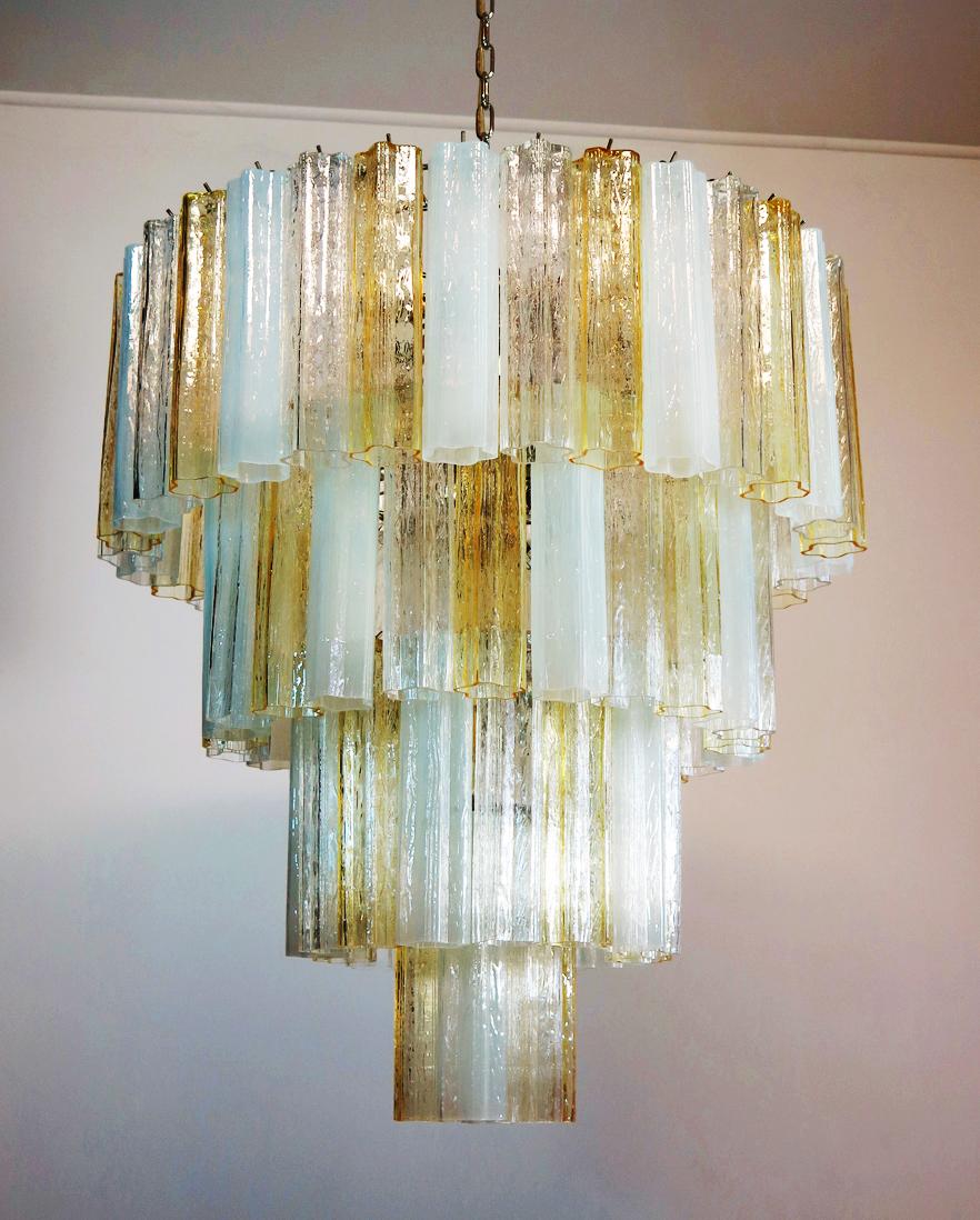 Huge and Amazing Vintage Murano Glass Tiered Chandelier, 78 Glasses, Amber Opal In Excellent Condition For Sale In Budapest, HU