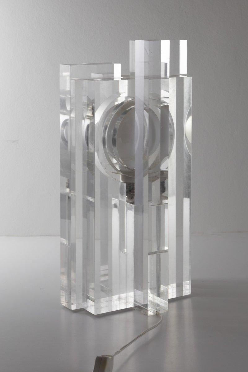 Huge and rare Plexiglass table lamp made by Sandro Petti in the 70s 2