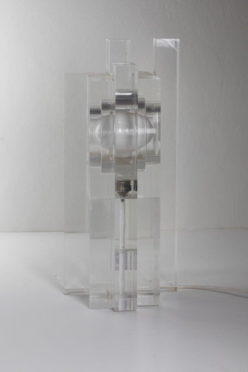 Huge and rare Plexiglass table lamp made by Sandro Petti in the 70s 4
