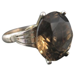 Riesiger antiker 14K Rauchquarz-Ring Größe 7