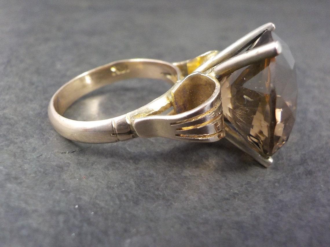 Huge Antique 14k Smoky Quartz Ring In Good Condition For Sale In Webster, SD