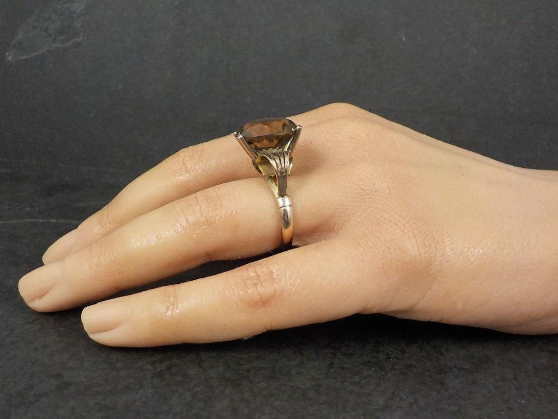 Huge Antique 14k Smoky Quartz Ring For Sale 1
