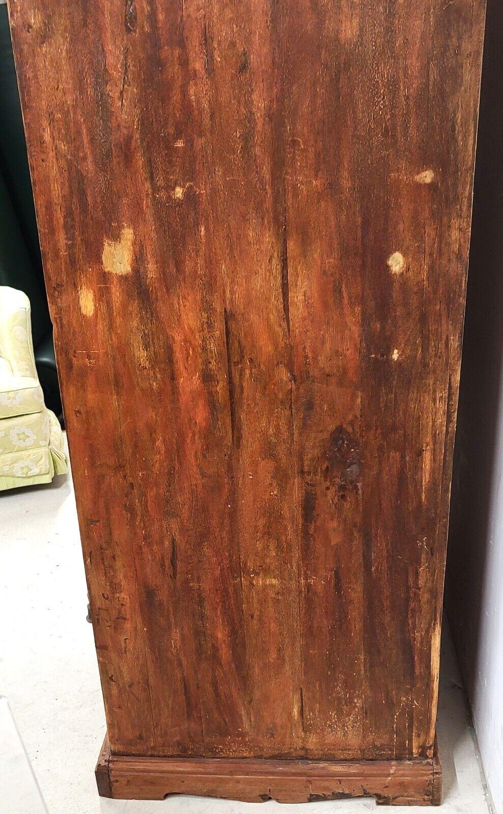 Huge Antique 1800s Indian Teak Armoire Cabinet Pantry For Sale 4