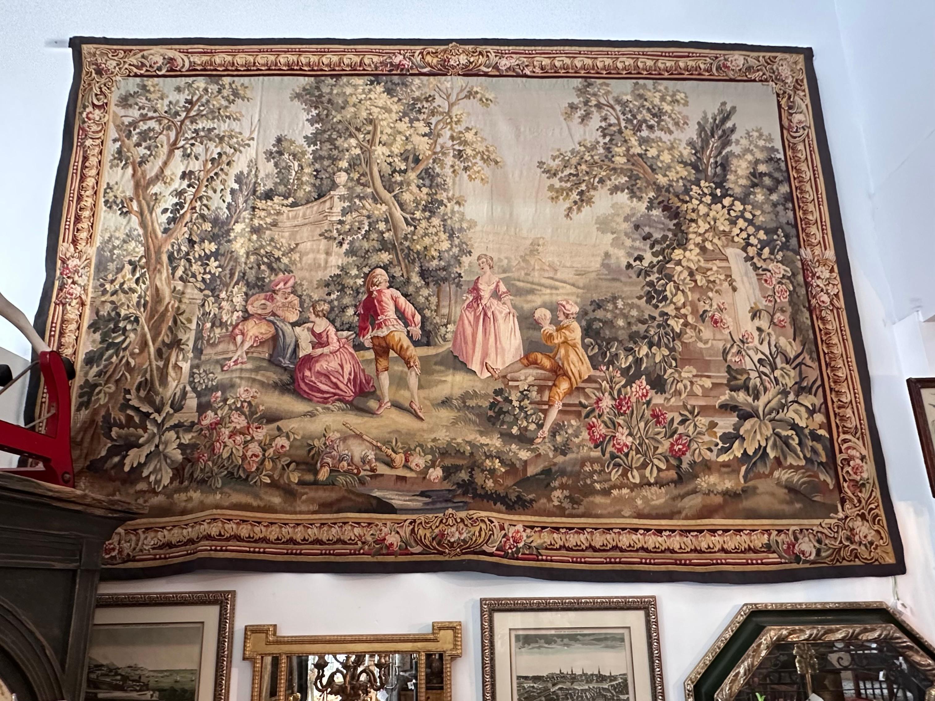 Huge Antique 19th Century French Aubusson Tapestry 135” For Sale 6