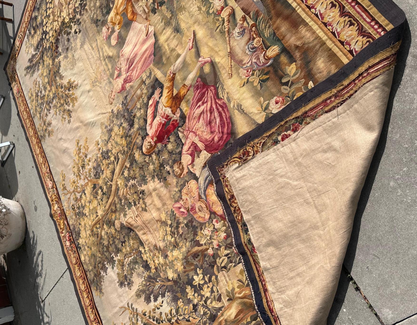 Huge Antique 19th Century French Aubusson Tapestry 135” For Sale 7