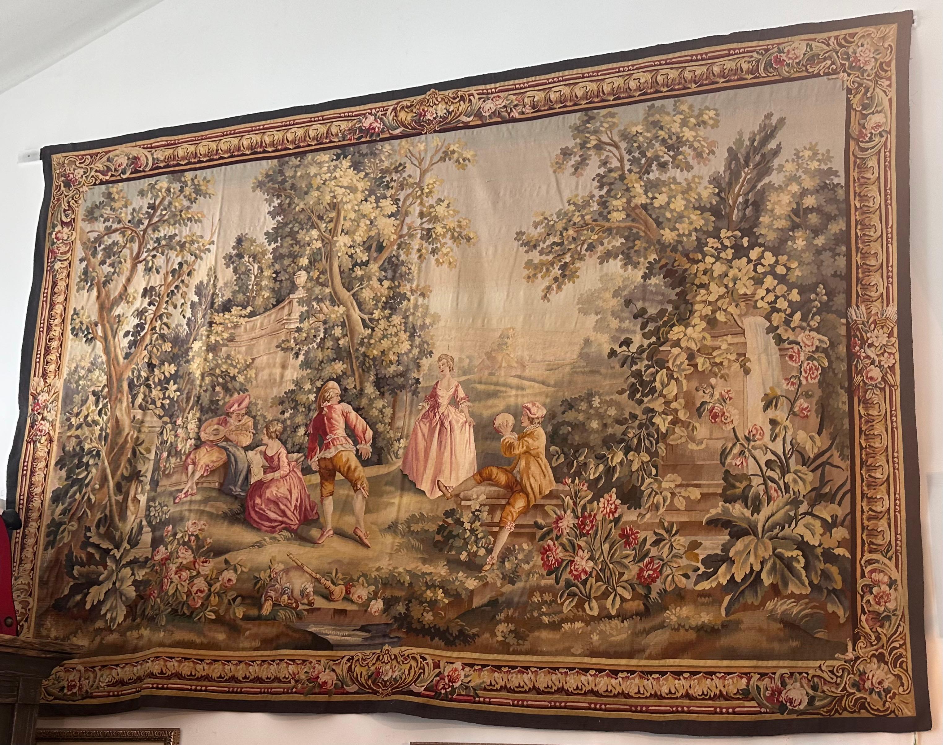 Huge Antique 19th Century French Aubusson Tapestry 135” For Sale 7