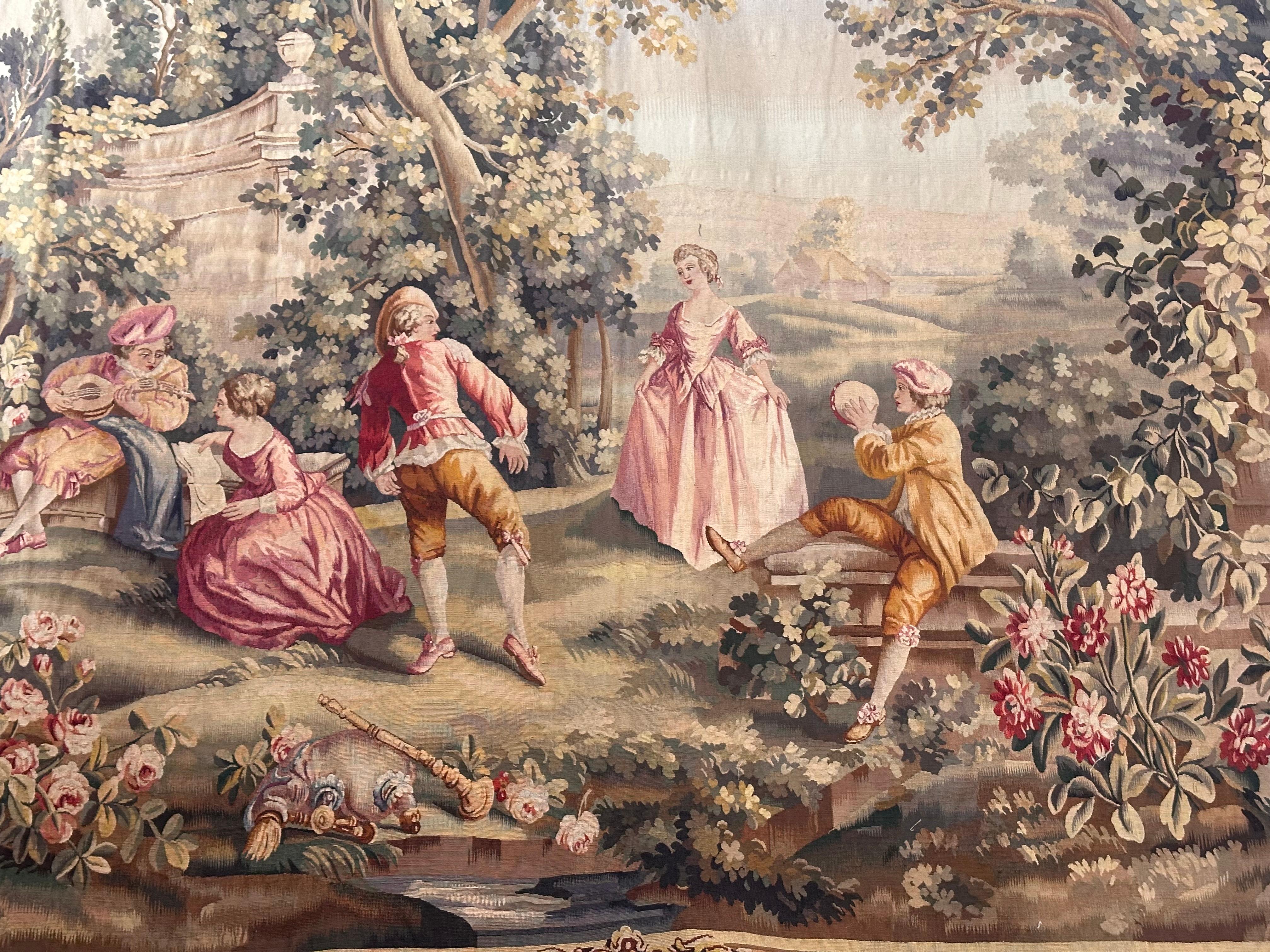Huge Antique 19th Century French Aubusson Tapestry 135” For Sale 8
