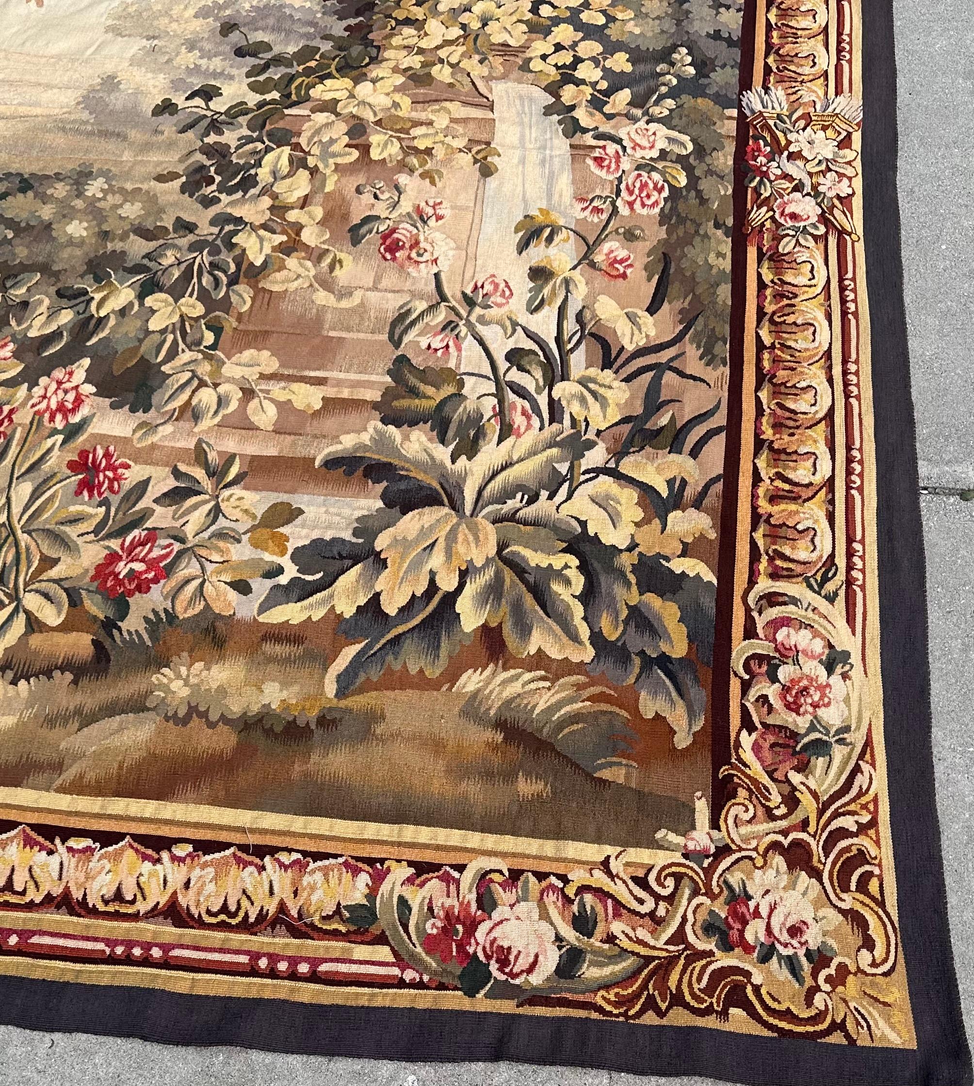 Huge Antique 19th Century French Aubusson Tapestry 135” For Sale 1