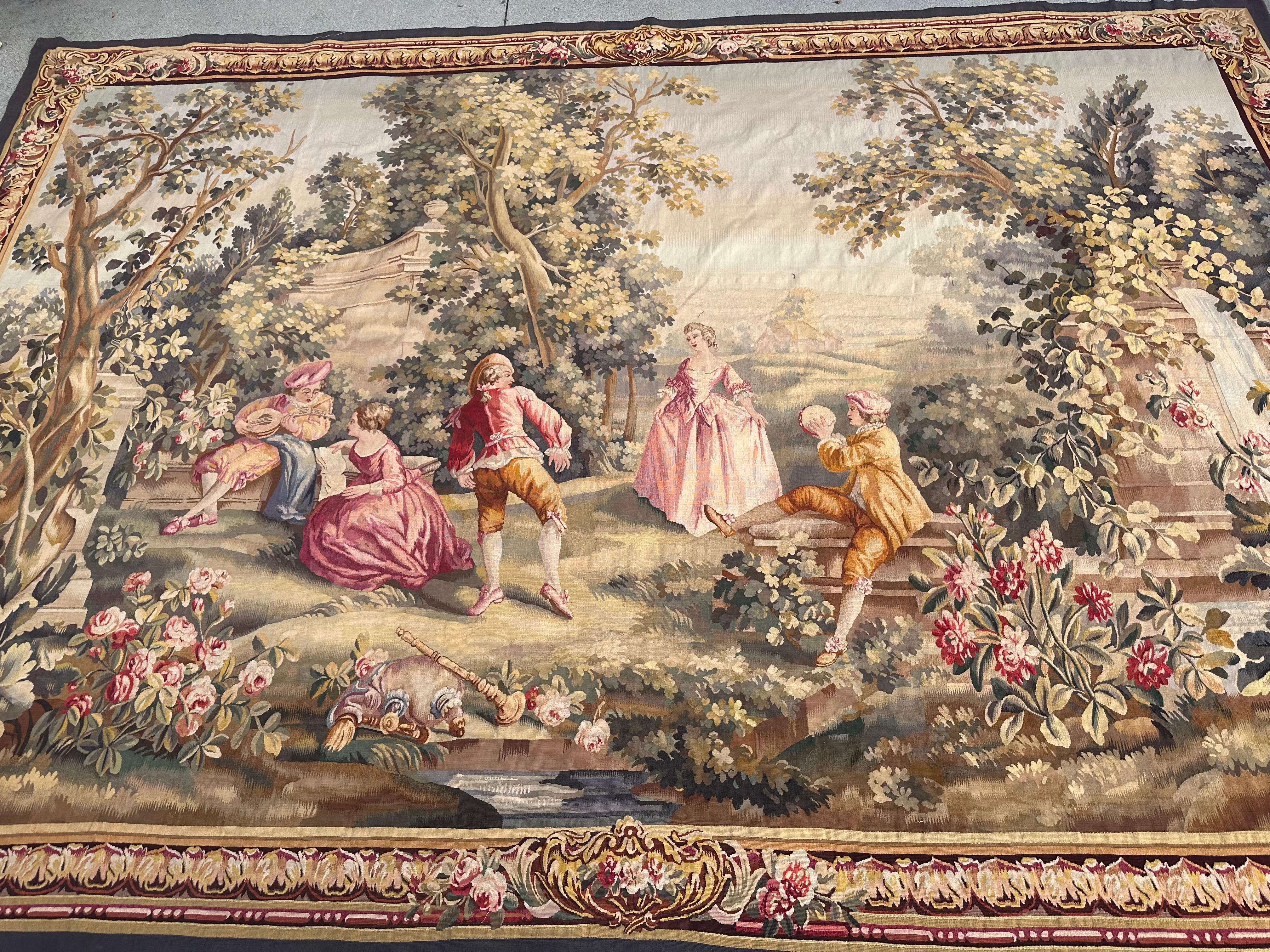 Huge Antique 19th Century French Aubusson Tapestry 135” For Sale 2