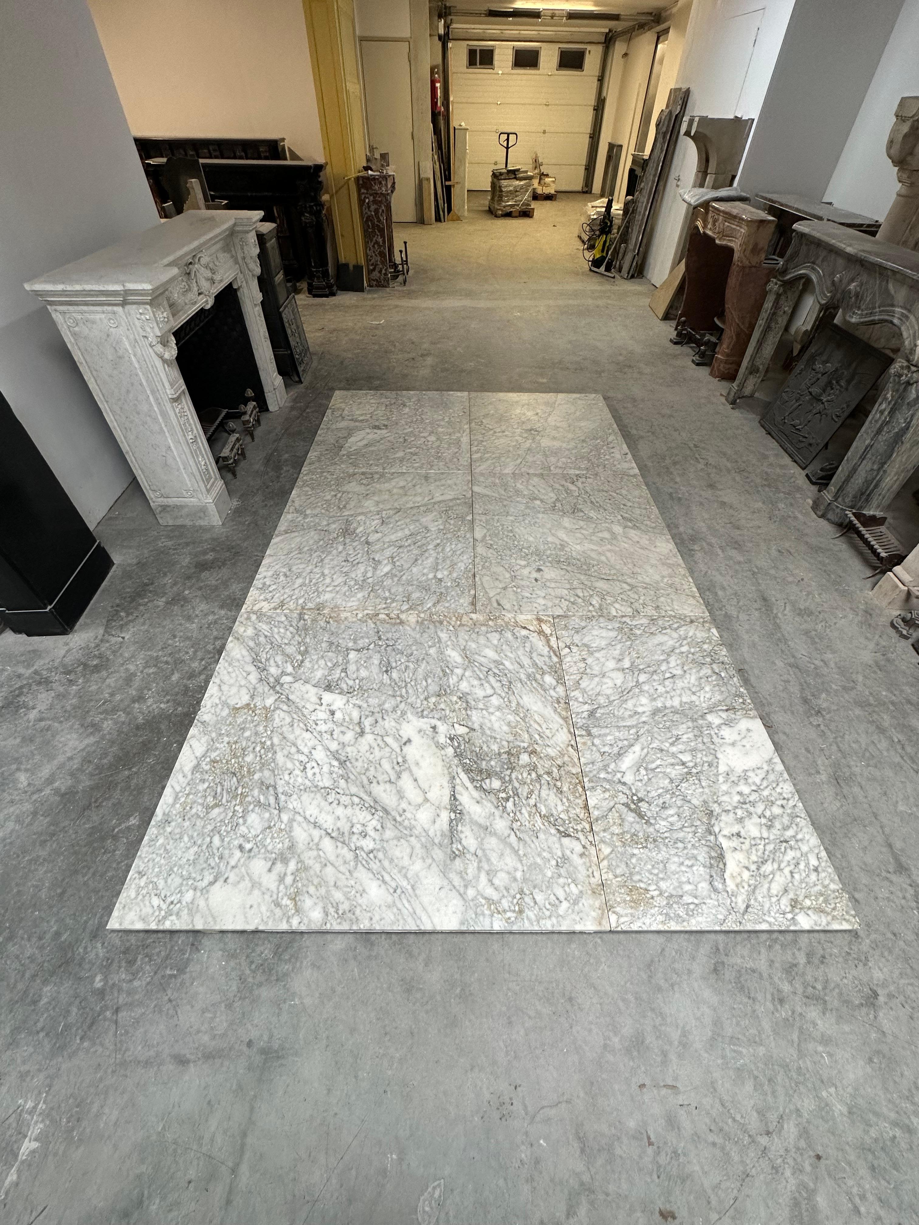 19th Century Huge Antique Arbescato Marble Floor Tiles For Sale