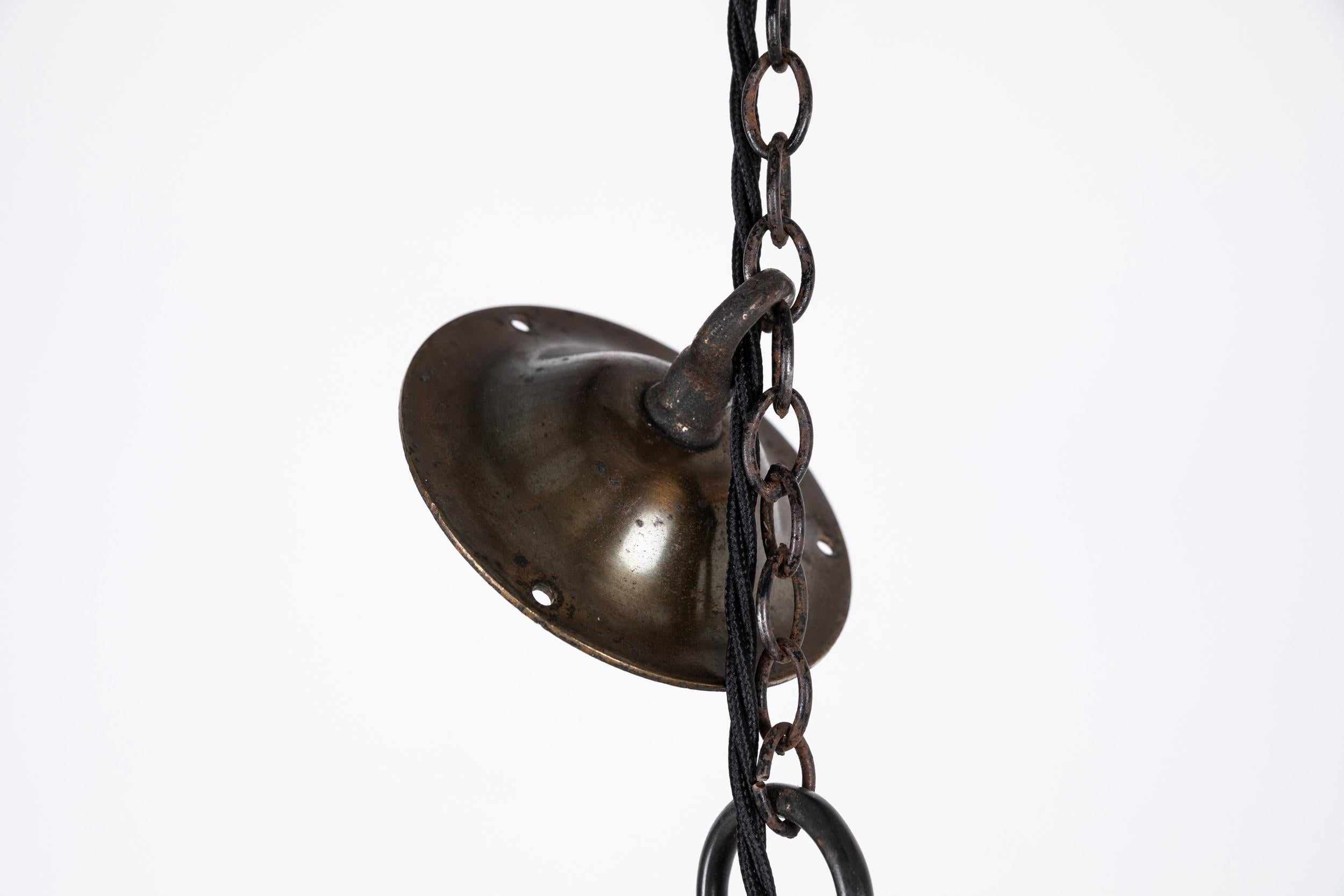 20th Century Huge Antique Art Deco 'Moonstone' Opaline Glass Plafonnier Light Pendant, C.1930 For Sale