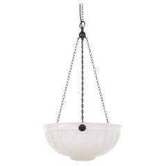 Große antike Art-Déco-Plafonnier-Leuchte „Moonstone“ aus Opalglas, um 1930
