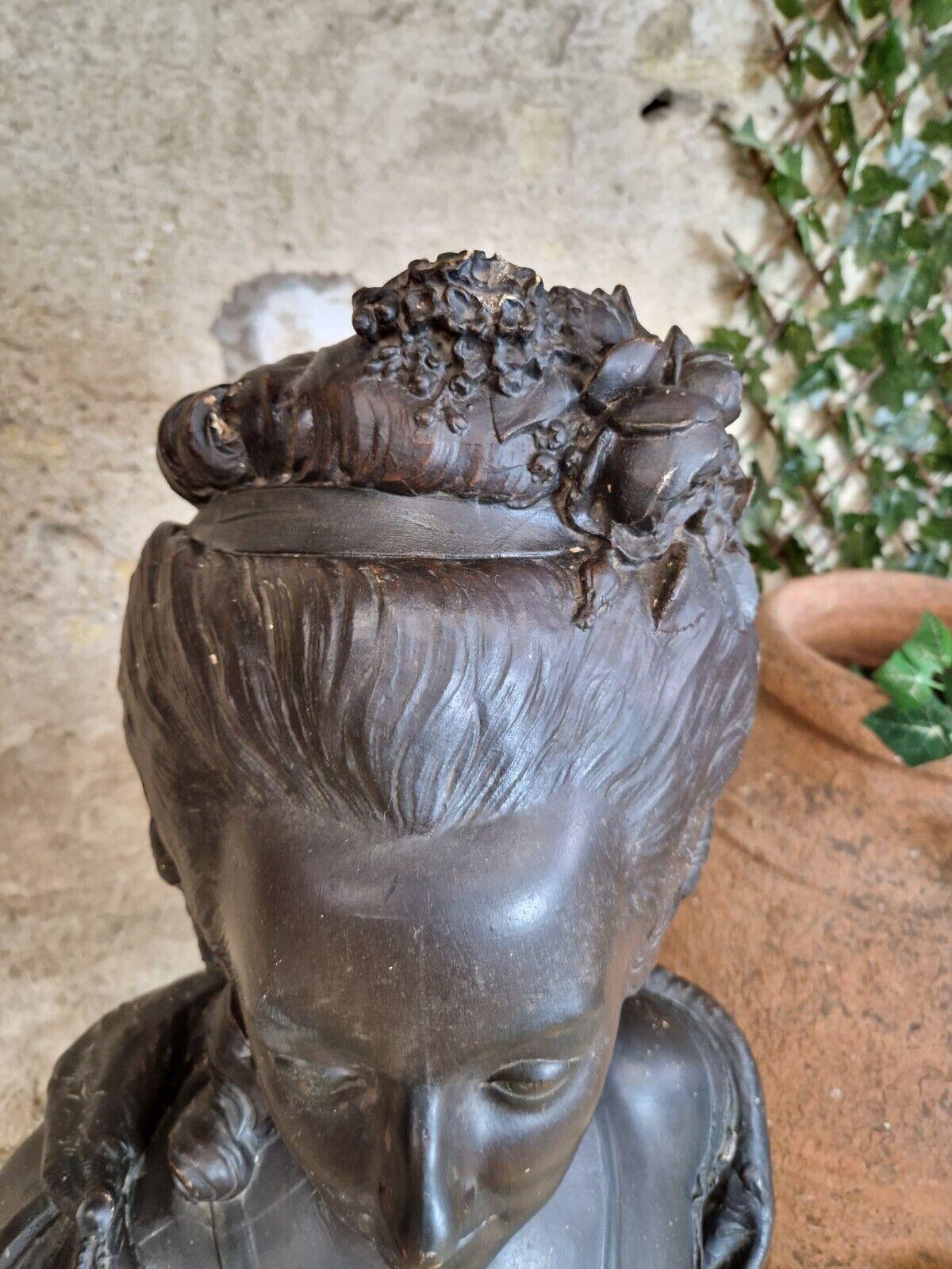 Huge Antique Bust French Marie Antoinette Copy of Le Comte 1783 In Good Condition For Sale In Buxton, GB