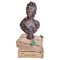 Huge Antique Bust French Marie Antoinette Copy of Le Comte 1783