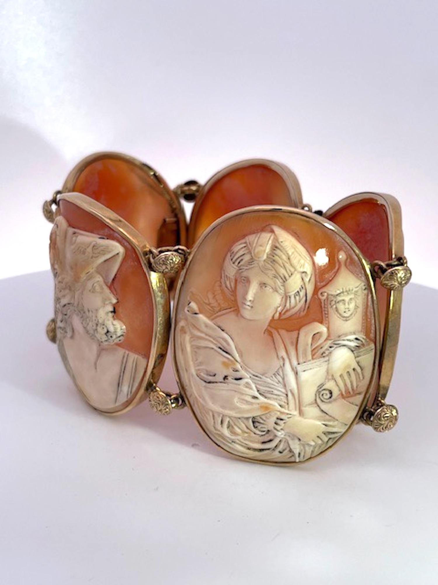 Huge Antique Cameo Bracelet 14K 5