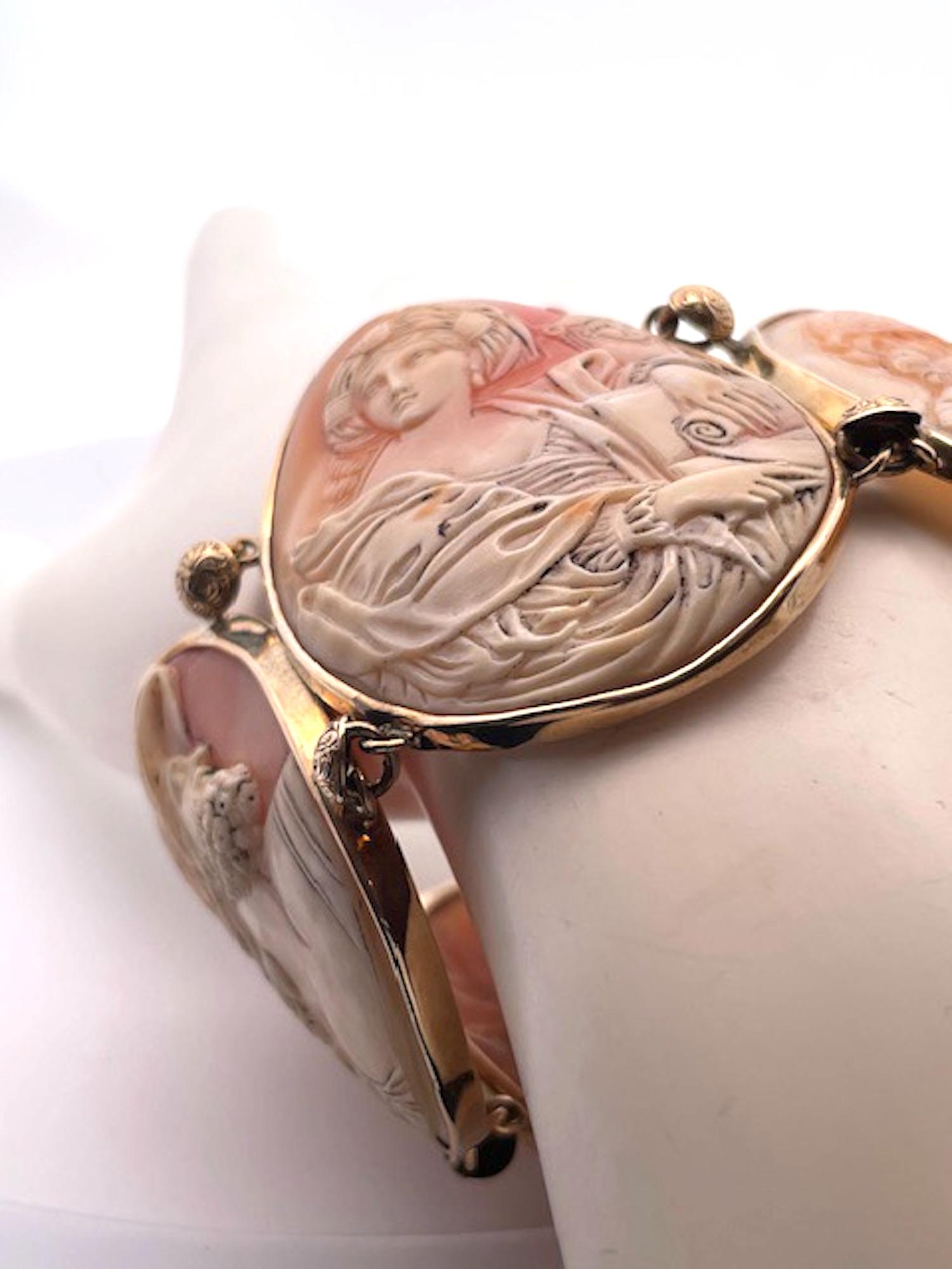 Huge Antique Cameo Bracelet 14K 7