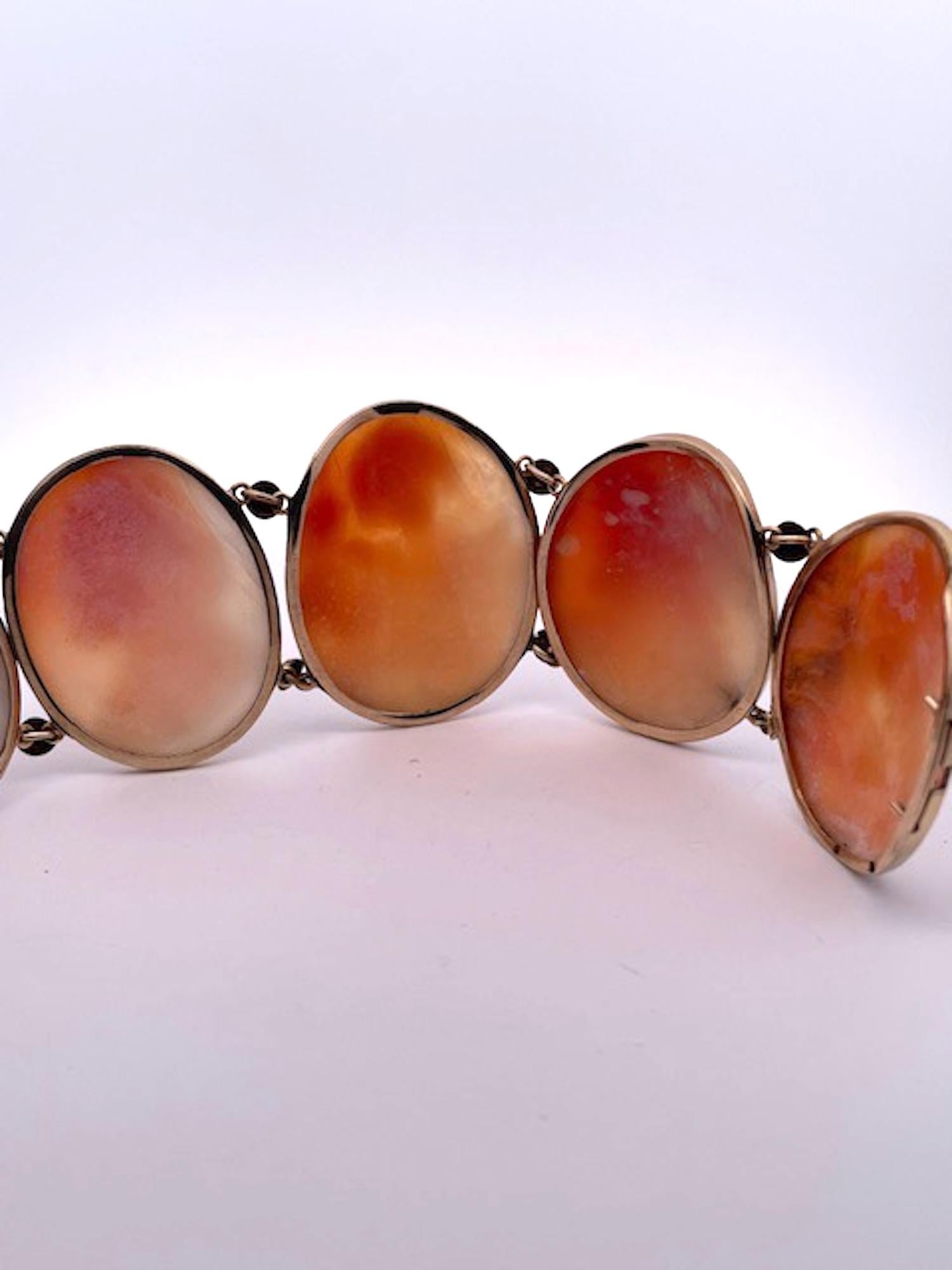 Huge Antique Cameo Bracelet 14K 8