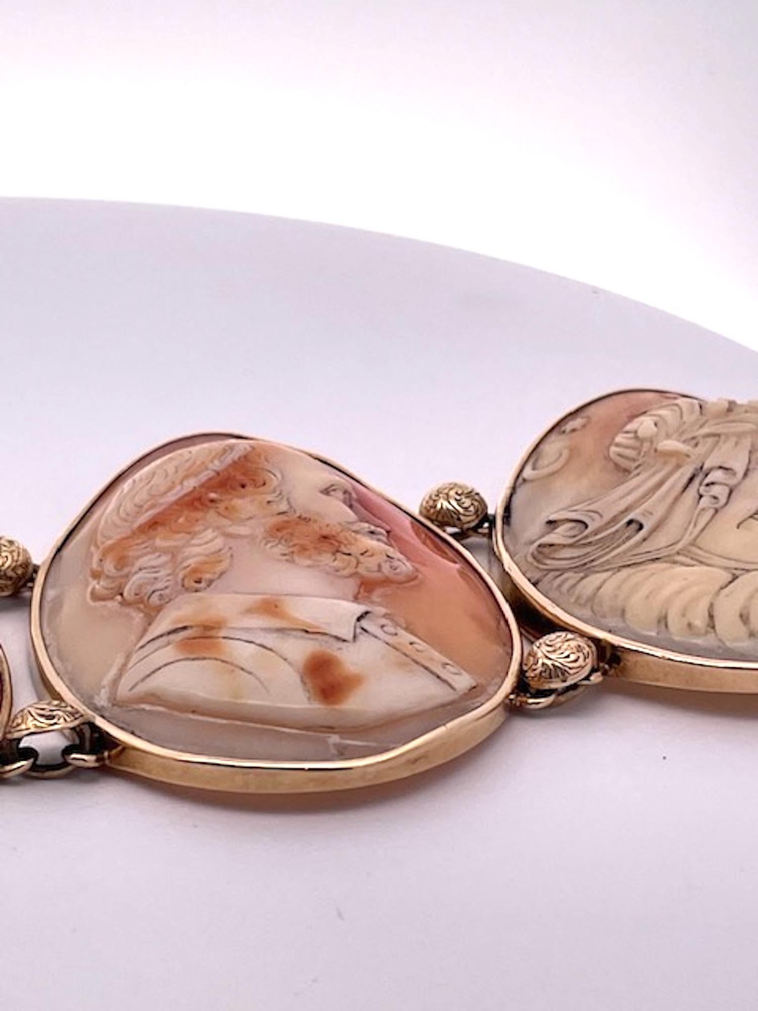 Art Nouveau Huge Antique Cameo Bracelet 14K