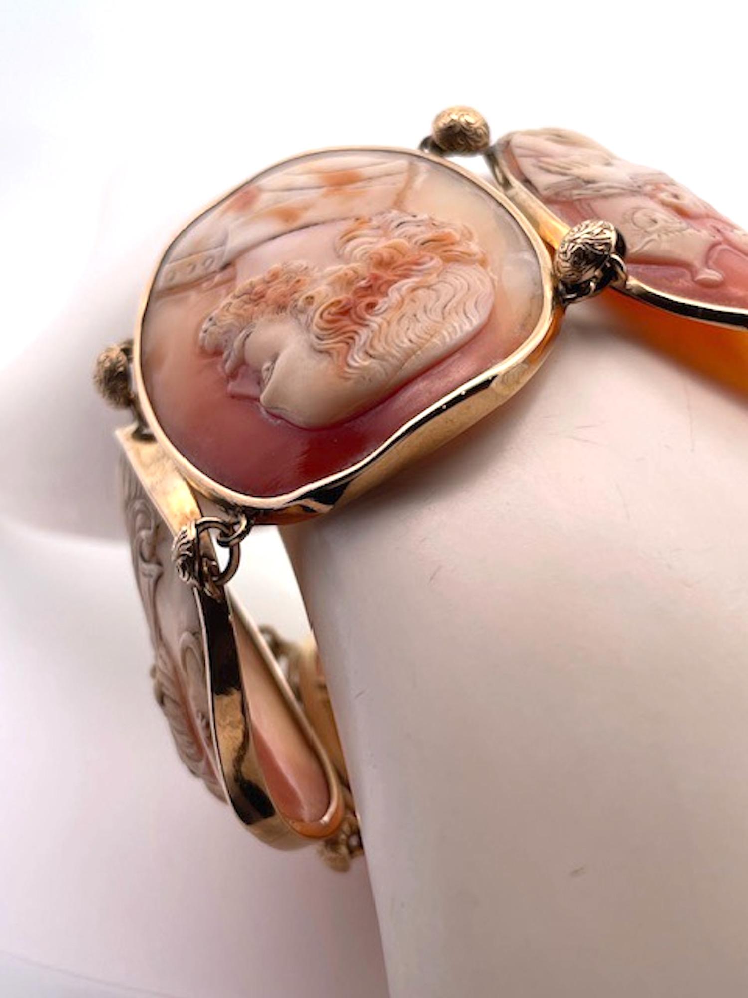 Women's Huge Antique Cameo Bracelet 14K