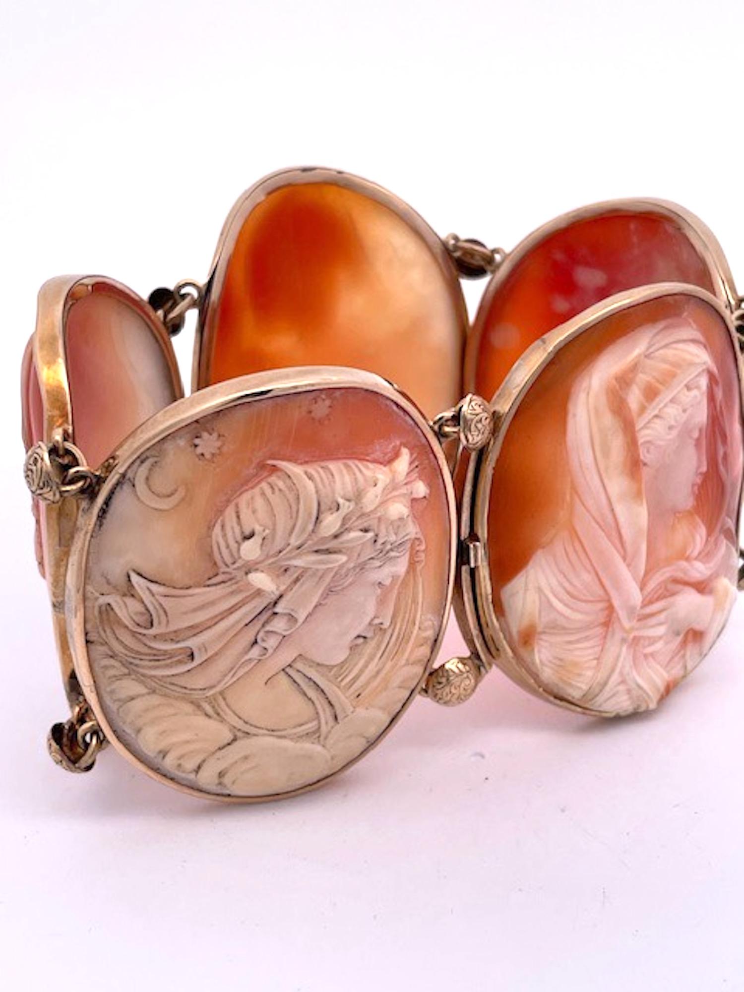Huge Antique Cameo Bracelet 14K 1