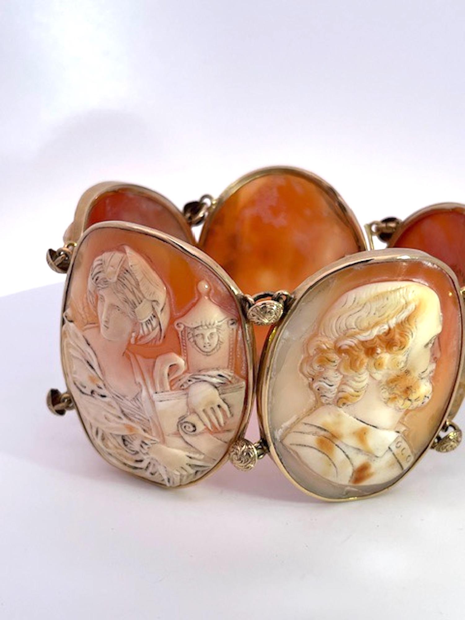 Huge Antique Cameo Bracelet 14K 2