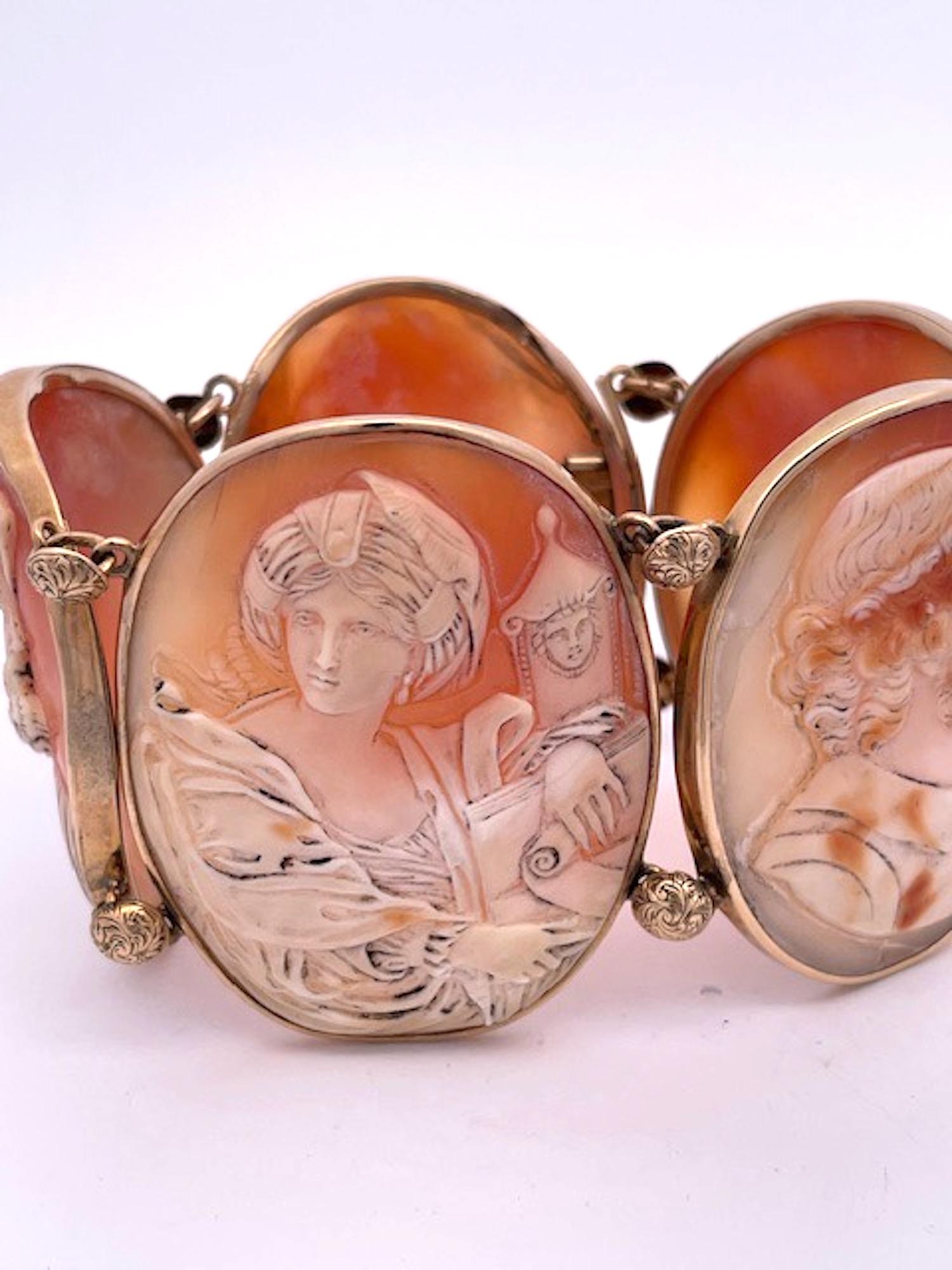 Huge Antique Cameo Bracelet 14K 4