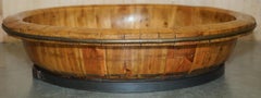 HUGE ANTIQUE CHiNESE QING DYNASTY RICE BASKET WITH METAL SUPPORTS FRUIT BOWL