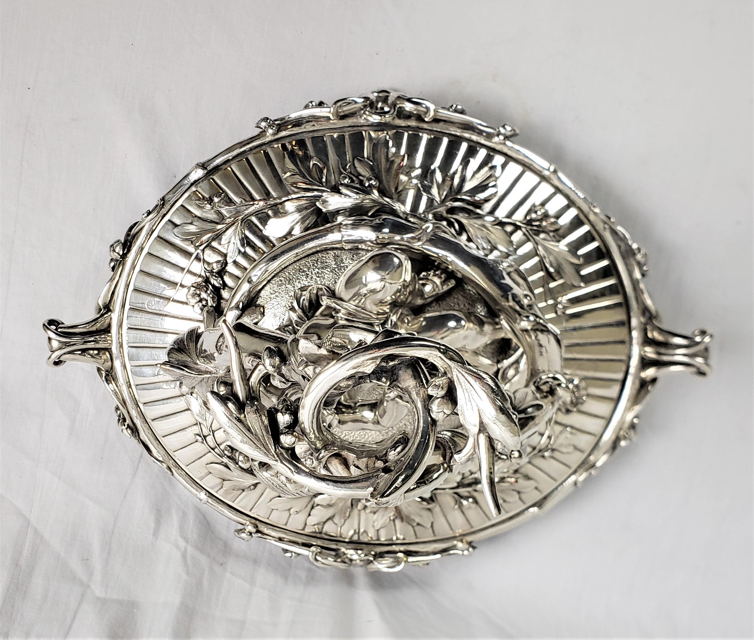 Huge Antique Christofle Silver Plated Centerpiece with a Figural Reclining Child For Sale 2
